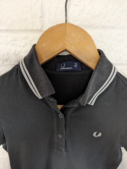 Fred Perry Polo Shirt - Size 10 - Black & White - Pique Cotton - P2P 16" - Picture 7 of 7